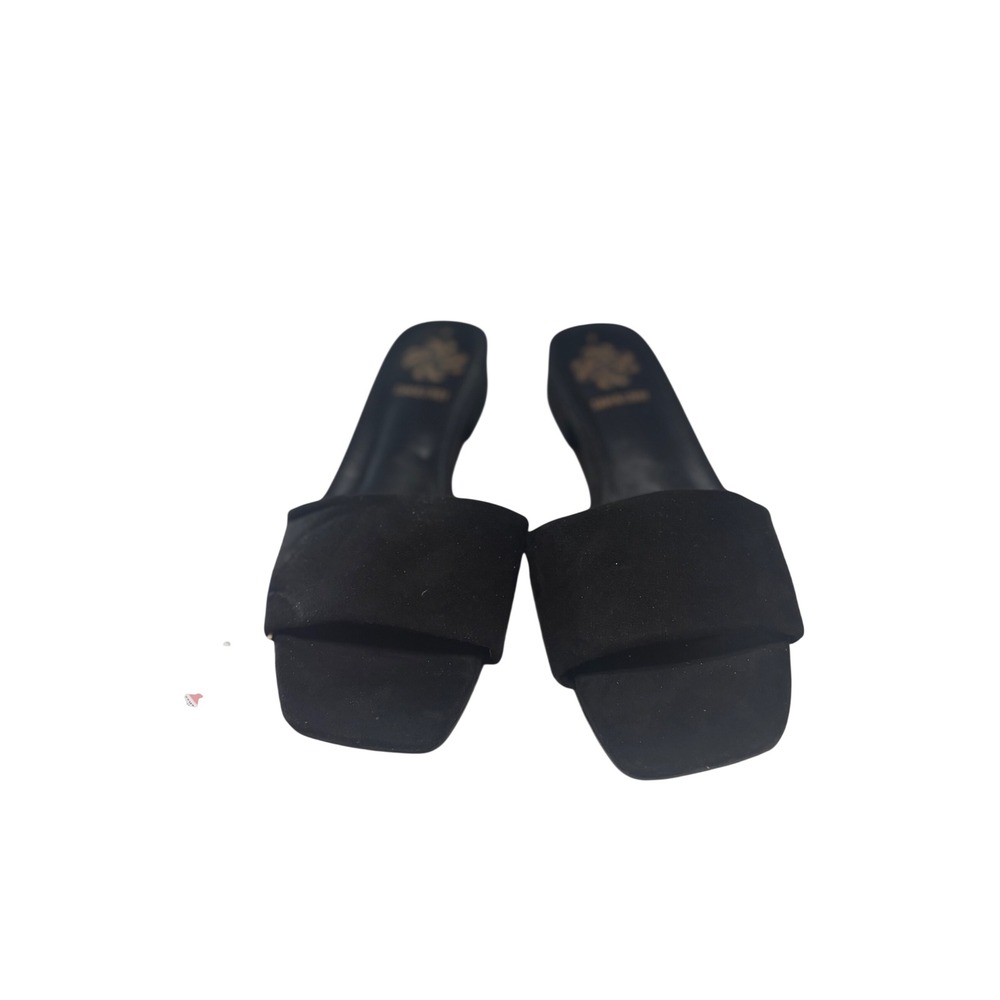 Sam & Libby Karissa Slide Sandals Black Square Toe Flat Suede size 7